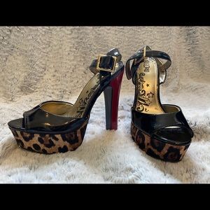 Red and Cheetah Print Heels Pumps